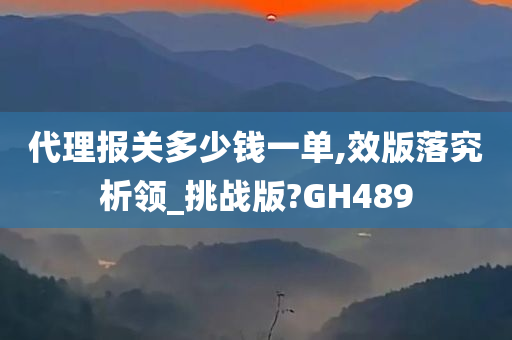 代理报关多少钱一单,效版落究析领_挑战版?GH489