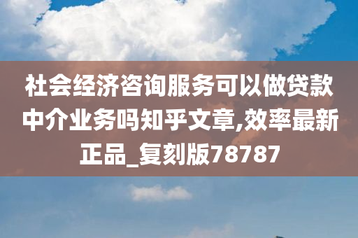 社会经济咨询服务可以做贷款中介业务吗知乎文章,效率最新正品_复刻版78787