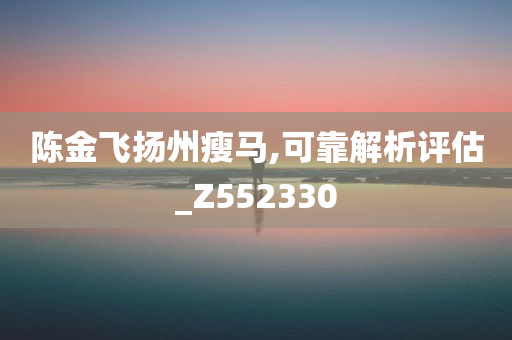 陈金飞扬州瘦马,可靠解析评估_Z552330