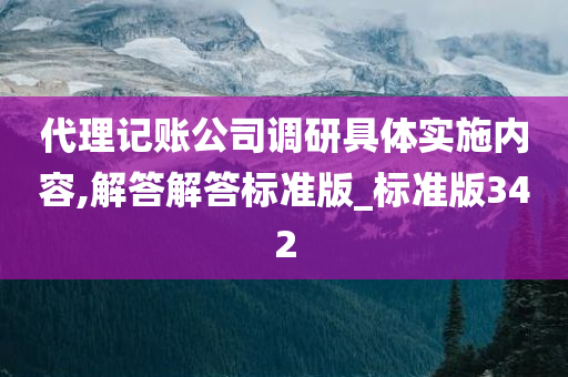 代理记账公司调研具体实施内容,解答解答标准版_标准版342