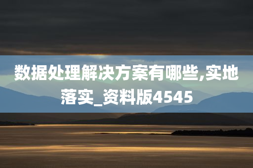 数据处理解决方案有哪些,实地落实_资料版4545