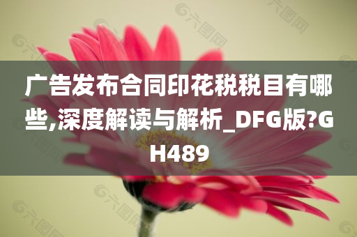 广告发布合同印花税税目有哪些,深度解读与解析_DFG版?GH489