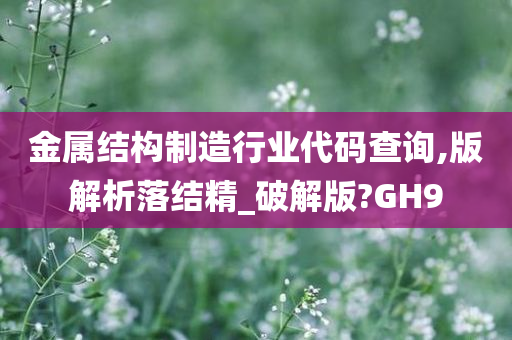 金属结构制造行业代码查询,版解析落结精_破解版?GH9