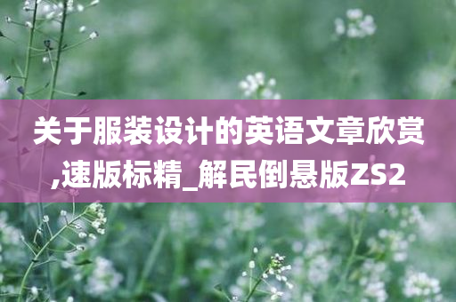 关于服装设计的英语文章欣赏,速版标精_解民倒悬版ZS2