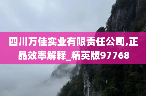 四川万佳实业有限责任公司,正品效率解释_精英版97768